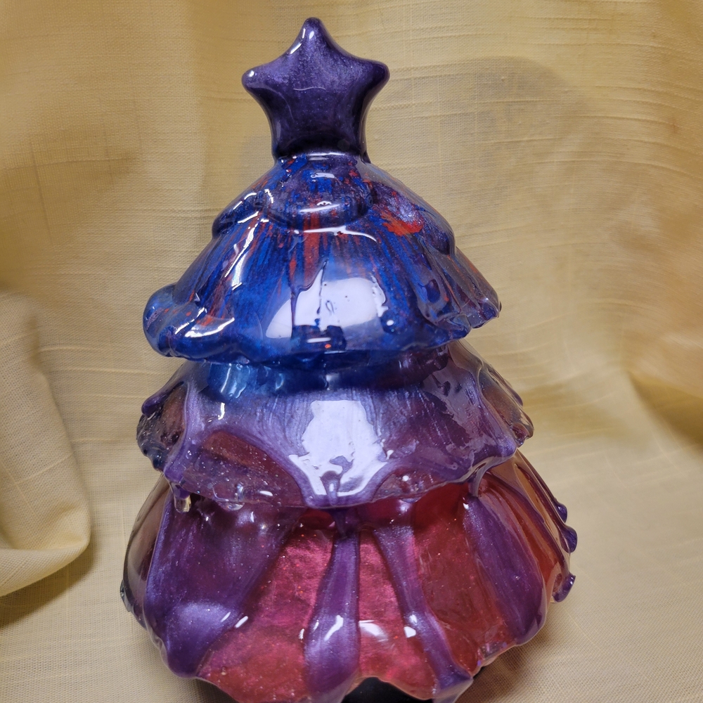 "Bisexuali-tree" Handcrafted Purple, Pink & Blue Shimmer Resin Tree Sculpture - Picture 2 of 14